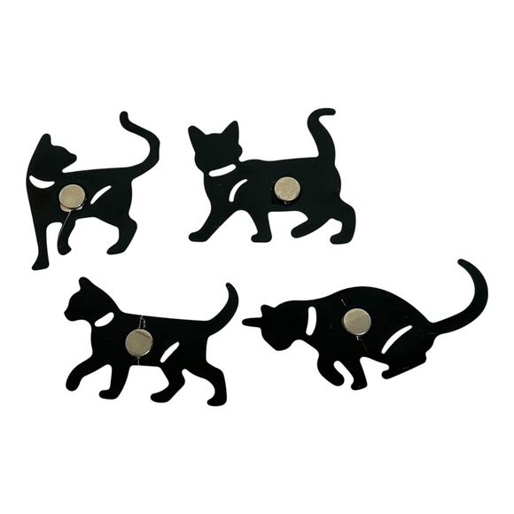 Collections Etc Black Cat Silhouette Novelty Refrigerator Magnets Set of 4 - Picture 3 of 5